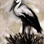 Cigogne, acrylique sur toile, Saïssi
