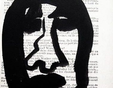 Pochade, acrylique sur page de livre, 1999