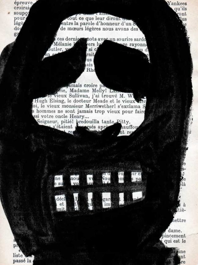 Grrr, acrylique sur page de livre, 1999
