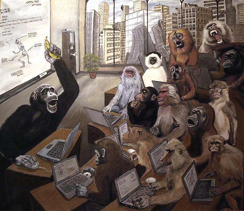 Singes à Wall-street, huile, Saïssi