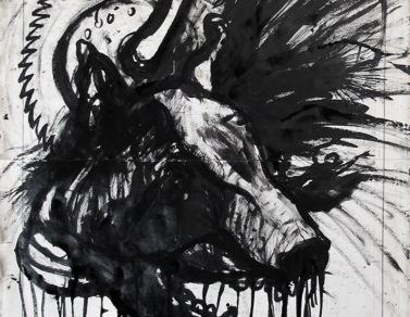 Porcs, encre sur carte