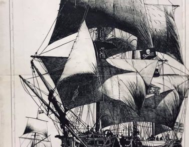 LEtoile du Roy, encre de chine sur carte maritime, 110x70cm, 2020