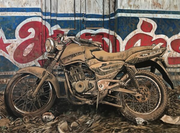 Bajaj pulsar, acrylique sur toile, 130x97cm, 2020