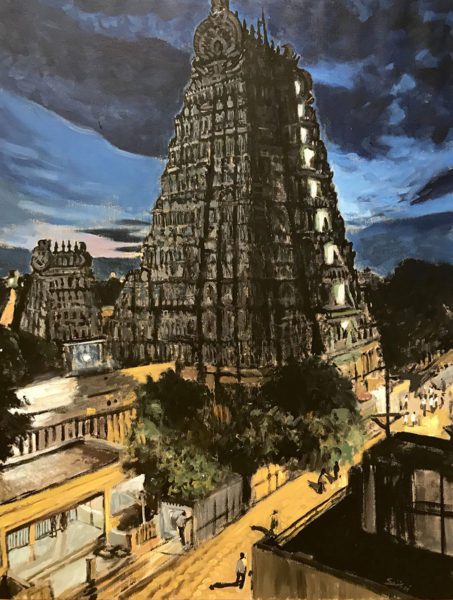 Meenakshi Temple, Acrylique sur toile, 115x90cm, 2020