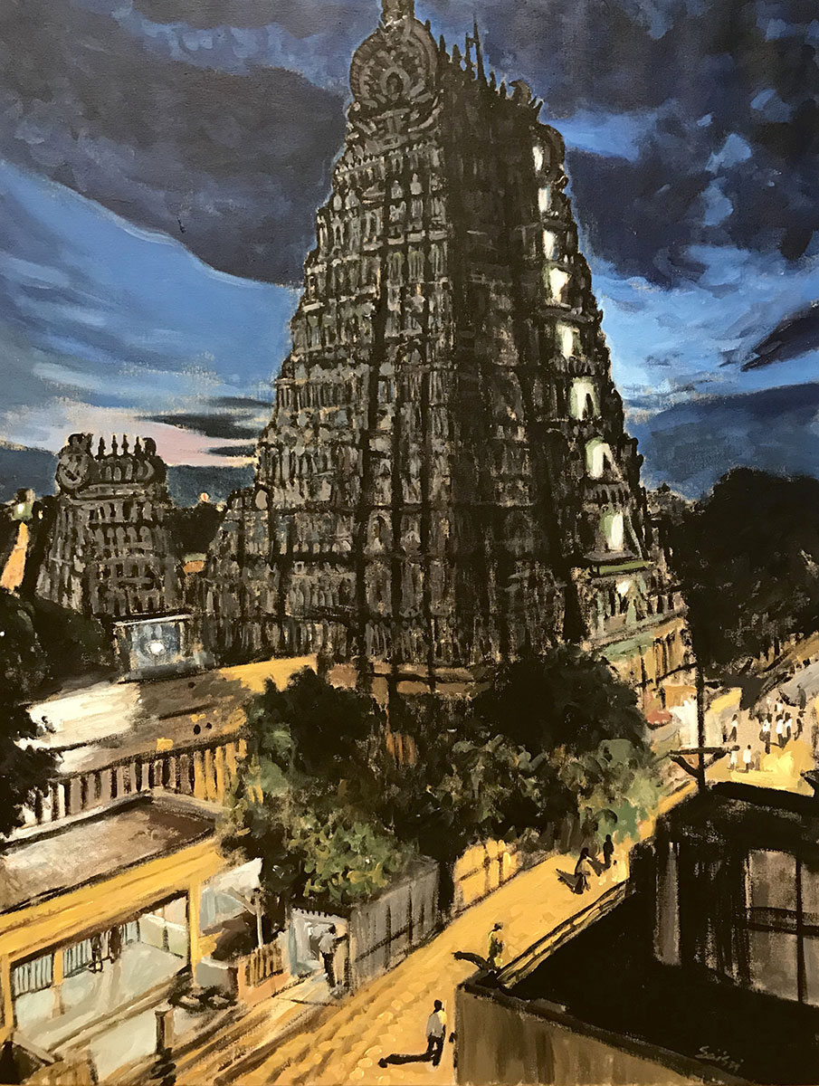 Meenakshi temple, acrylique sur toile