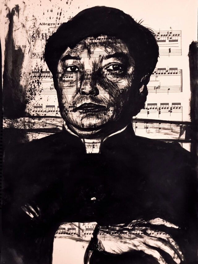Wong Shun Leung, encre de chine sur partition, mai 2023