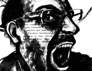 Le cri, encre de chine sur page de livre, 2014