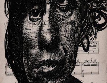 Keith, encre de chine sur partition, 30x22cm, 2014
