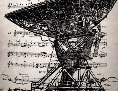 Radar, encre de chine sur partition, 30x22cm, 2014