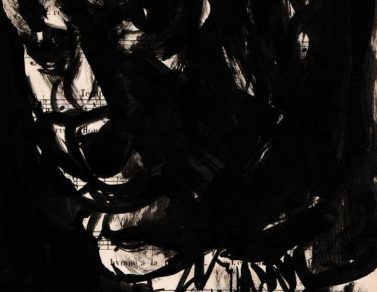 Pittbull, encre de chine sur partition, 20x15cm, 2014