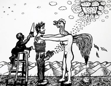 Le rêve de narcisse, encre de chine, A3, 2015