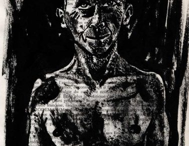 Le Vosgien, encre de chine sur page de livre, 2015