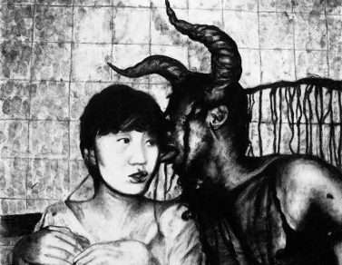 Me and the devil, fusain sur Arches, 81x81cm, 2017