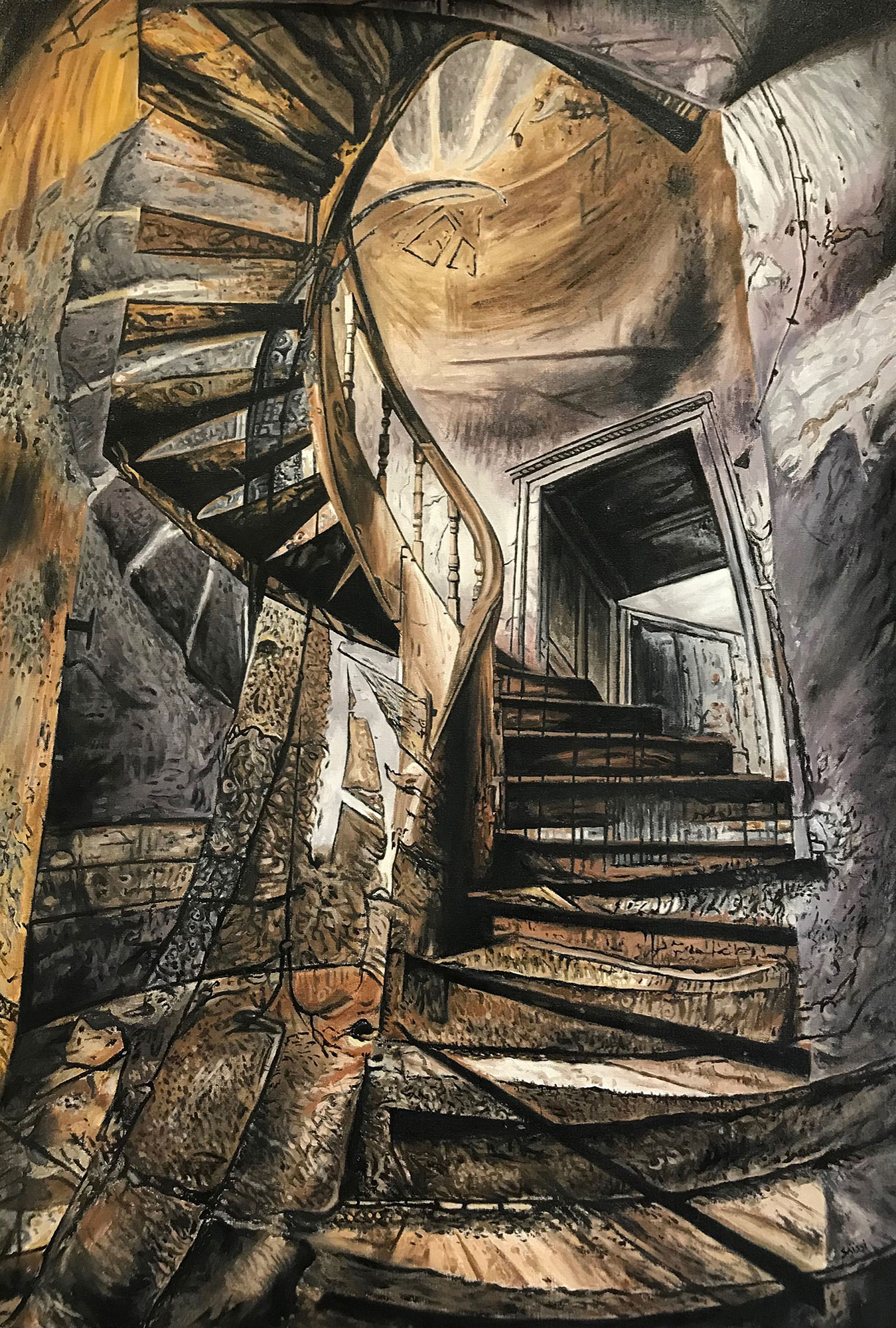 Stairway huile sur toile, 130 x 89 cm, 2021