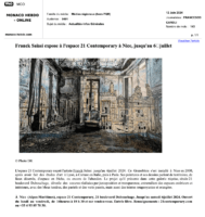 Article dans Monaco Hebdo sur l'exposition à 21 contemporain de Franck Saïssi