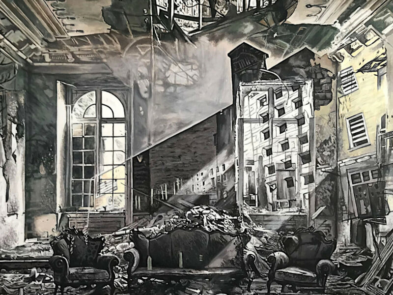 Décombres, acrylique sur toile, 2mx2m, 2022