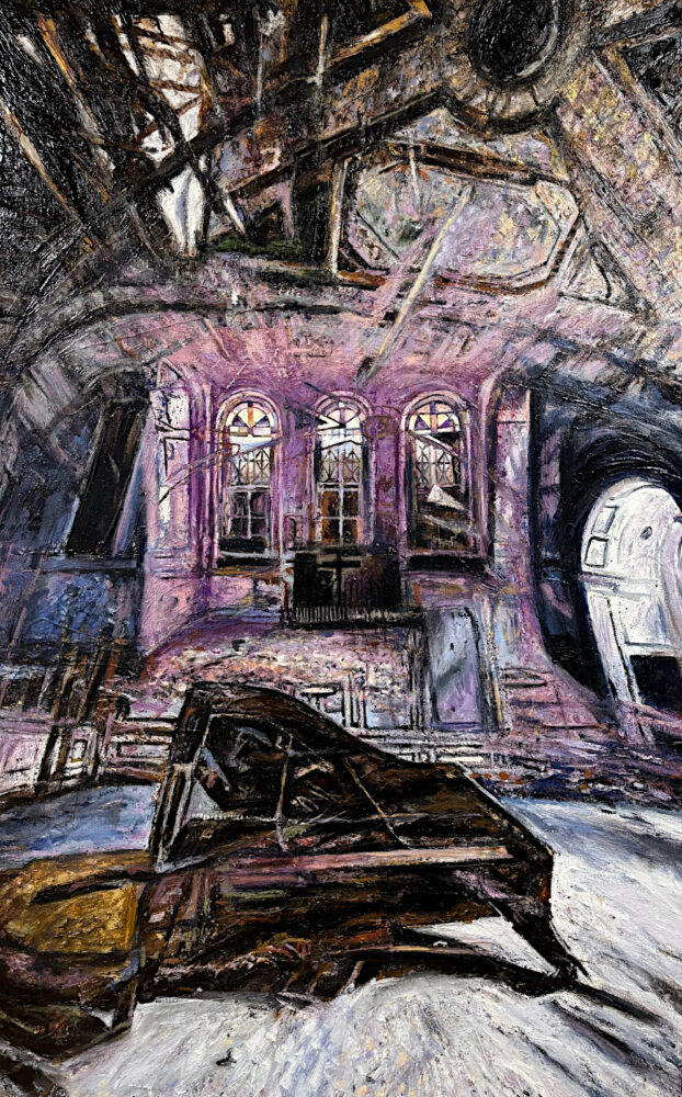 Miles from the light, huile et or sur toile
