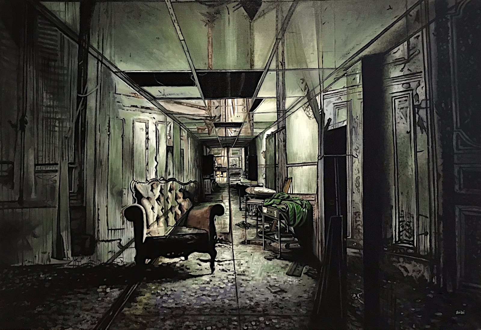 Réfractions, huile sur toile, 130x89cm, 2023