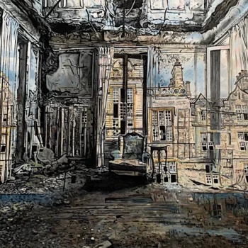 Déflagration - peinture contemporaine de Franck Saïssi, huile sur toile