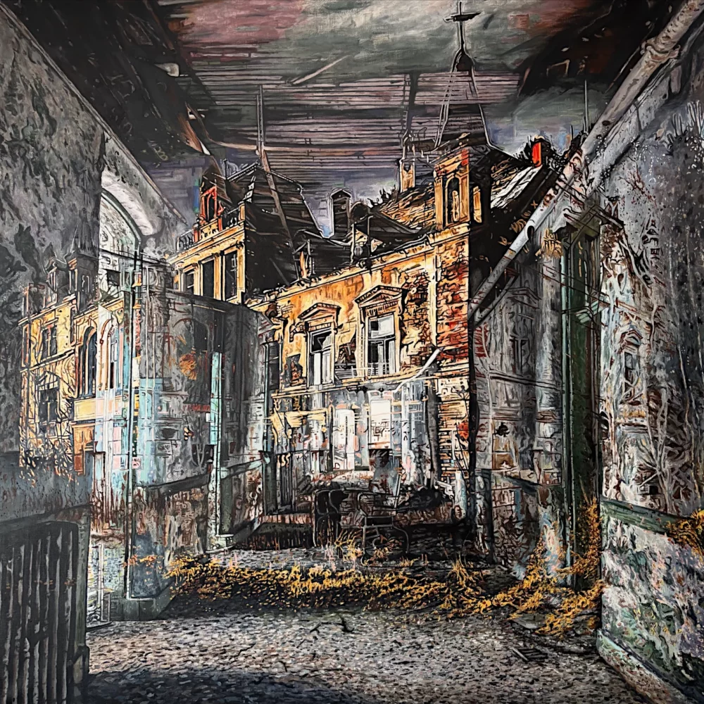 Nóstos (Νόστος), Huile sur toile, 200×200 cm, par Franck Saïssi
