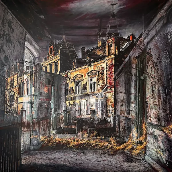 Nóstos, peinture à l'huile sur toile, 200×200 cm, par Franck Saïssi