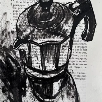 Moka, encre de Chine sur page de livre par Franck Saïssi