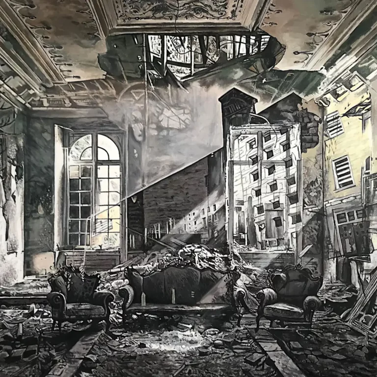 Décombres - peinture contemporaine de Franck Saïssi, acrylique sur toile