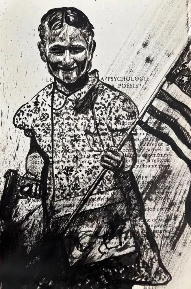 USA, encre de Chine sur page de livre par Franck Saïssi