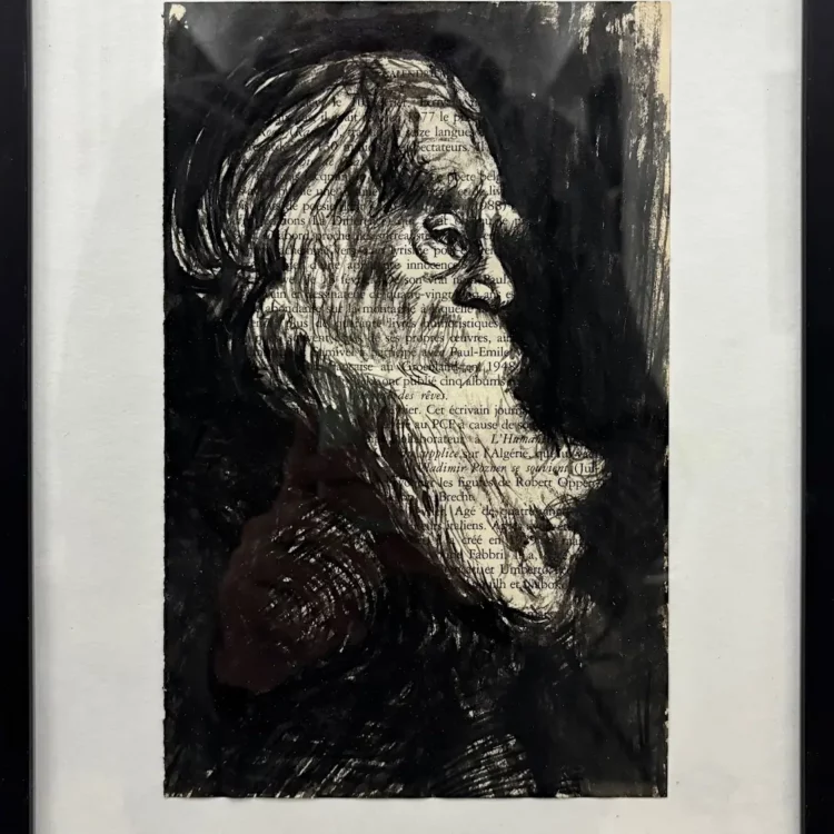 Vieillard, encadré, encre de Chine, store de Franck Saïssi