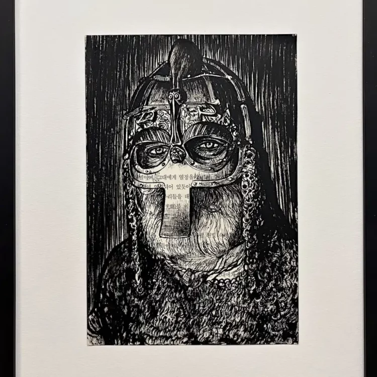 Viking, cadre, encre de Chine, store de Franck Saïssi