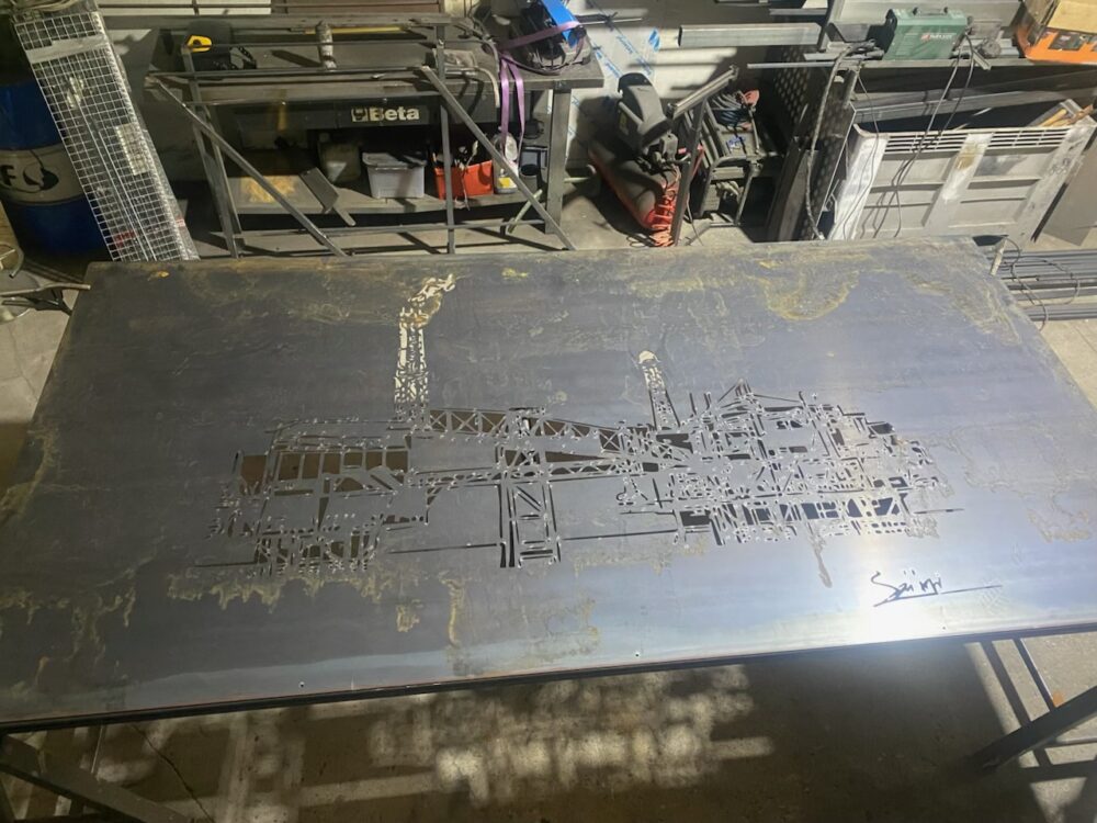 Plateforme, plaque d'acier corten, Franck Saïssi