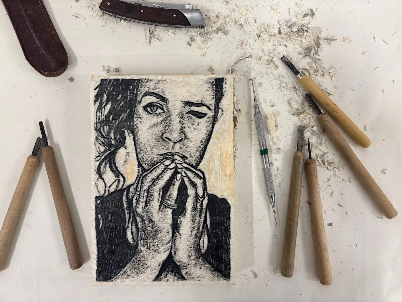 Gravure de la matrice Sita en cours à l'atelier de Franck Saïssi