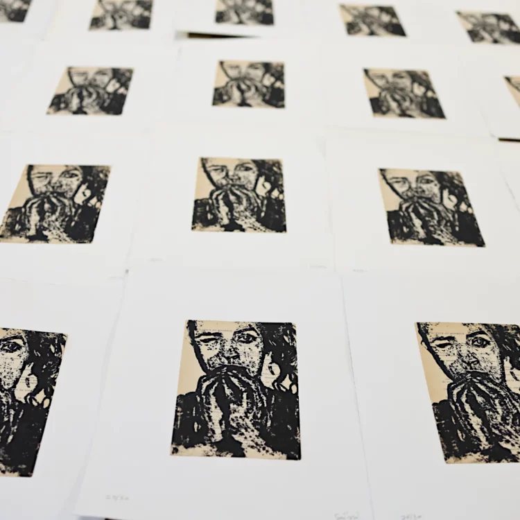 Xylogravure, Sita, gravures sur bois sur page de livres anciennes, contrecollées sur papier Arches, par Franck Saïssi