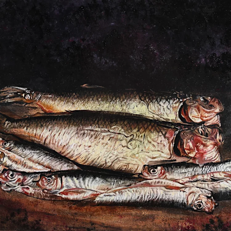 Harengs et sprats, huile sur toile par Franck Saïssi