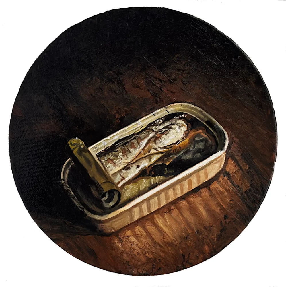 Sardines à l'huile, huile sur toile de lin par Franck Saïssi